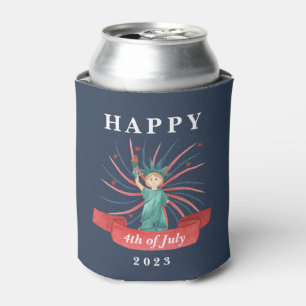 Enfriador De Latas Cute Patriótico Rojo Blanco y Azul 4 de Julio