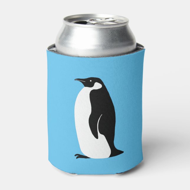 Enfriador De Latas Cute pingüino Aqua blanco negro (Lata Anverso)