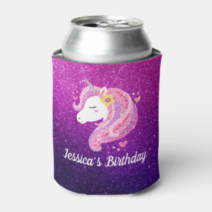Enfriador De Latas Cute Purpurina Unicorn