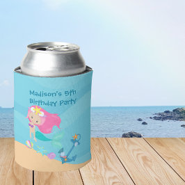 Enfriador De Latas Cute sirena Chica de playa Personalizado de niños