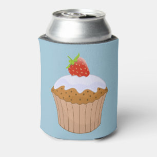 Enfriador De Latas Cute Strawberry Bun Azul