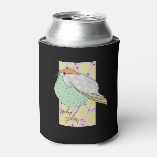 Enfriador De Latas Cute Stylish Framed Pastel Songbird (Lata Anverso)