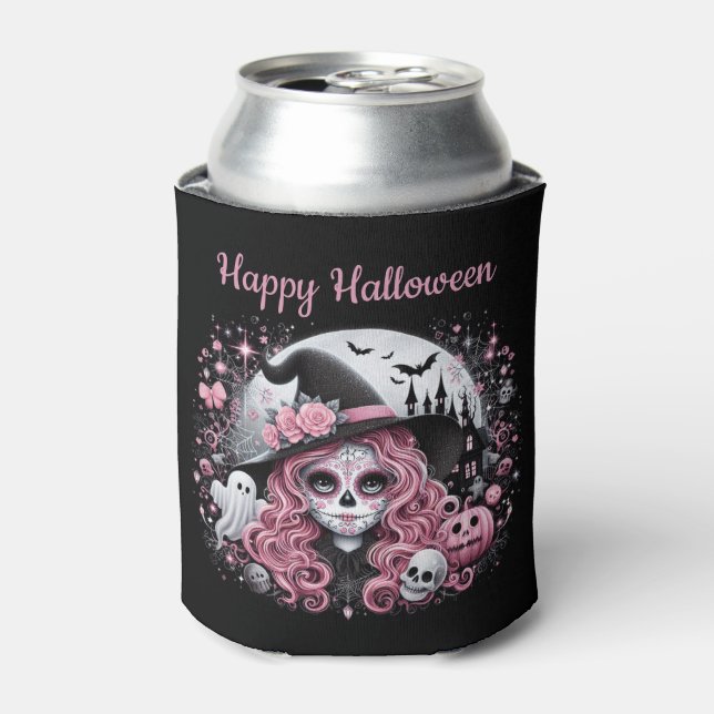Enfriador De Latas Cute Sugar Skull Halloween Tema (Lata Anverso)