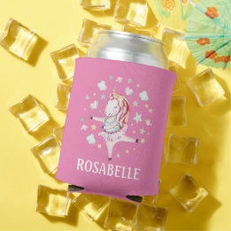 Enfriador De Latas Cute Unicorn Ballerina Girly PInk Kids