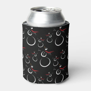 Enfriador De Latas Cute Winter Snowman Pattern Black