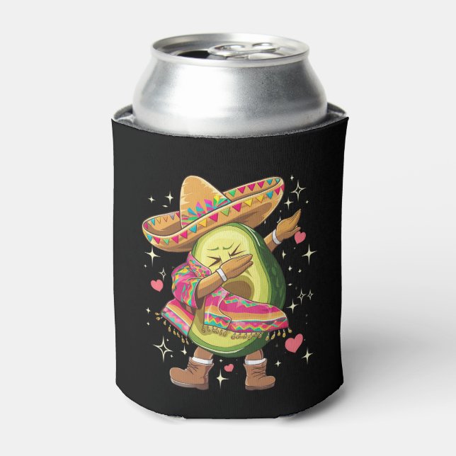 Enfriador De Latas Dabbing Aguado Cinco De Mayo Gracioso Poncho Mexic (Lata Anverso)