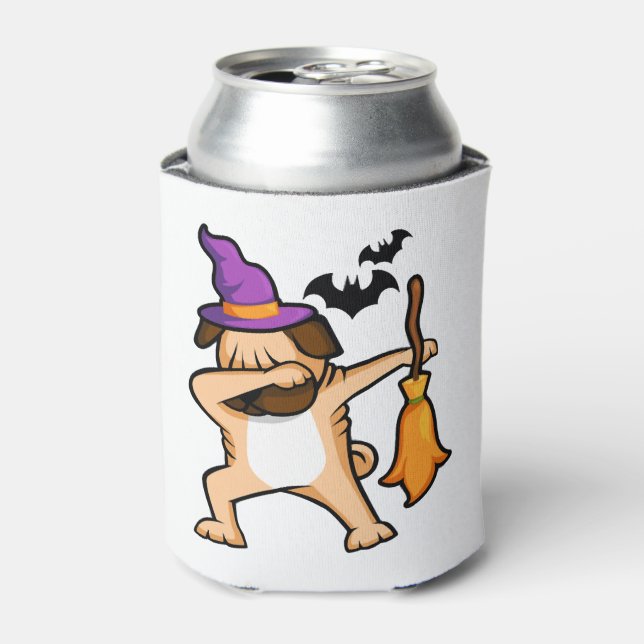 Enfriador De Latas Dabbing Halloween Pug Dog (Lata Anverso)
