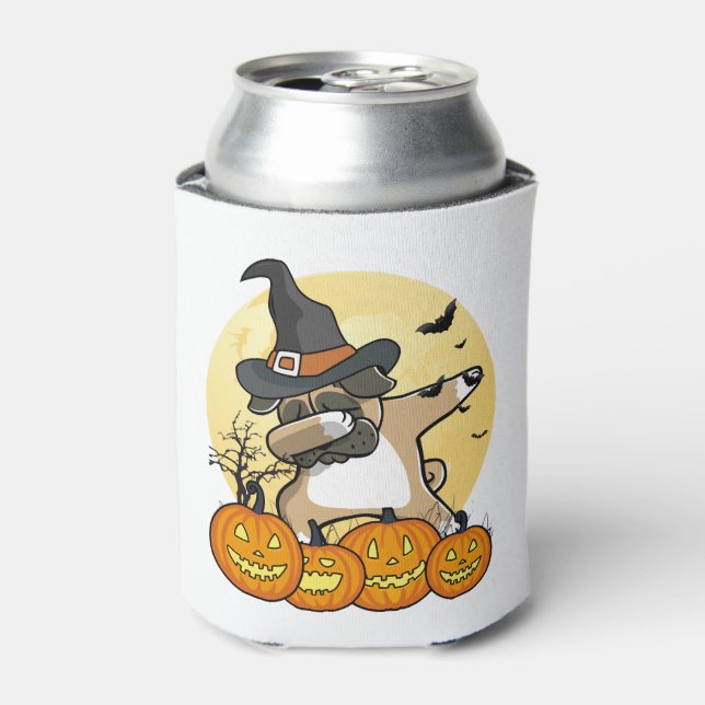 Enfriador De Latas Dabbing Pug Halloween (Lata Anverso)