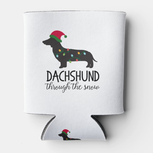 Enfriador De Latas Dachshund A Través De La Nieve (Anverso)