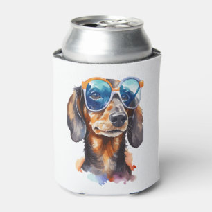 Enfriador De Latas Dachshund con lentes de sol