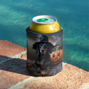 Enfriador De Latas Dachshund Halloween Aterrador