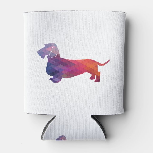 Enfriador De Latas Dachshund Rough Coated Geo Silhouette Purple (Anverso)