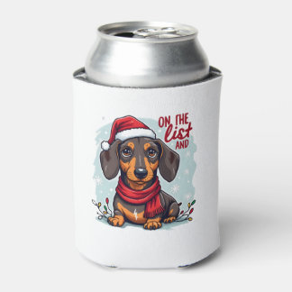 Enfriador De Latas Dachshund Santa En La Lista De Traviesos Dachshund