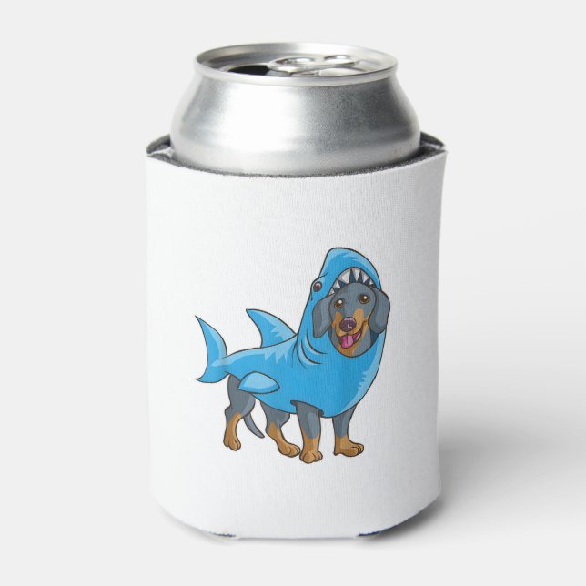 Enfriador De Latas Dachshund Tiburón Shirt Gracioso Perro Sueño Cacho (Lata Anverso)