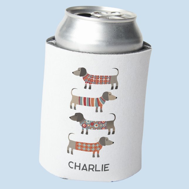 Enfriador De Latas Dachshund Wiener Dog Personalizado (Fun personalized custom name Dachshund Wiener Sausage Dog can cooler for animal lovers)