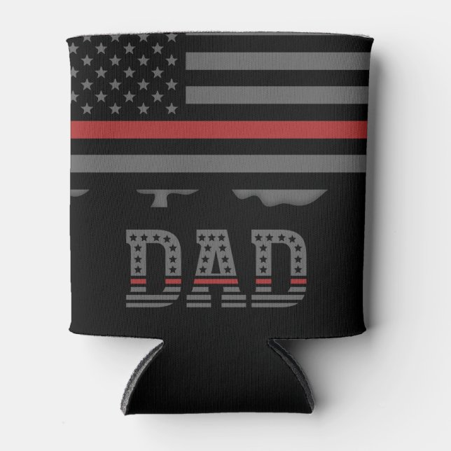Enfriador De Latas Dad Thin Red Line Firefighter Dad (Anverso)