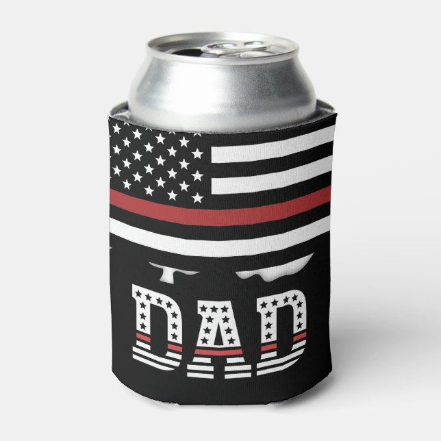 Enfriador De Latas Dad Thin Red Line Firefighter Dad (Lata Anverso)