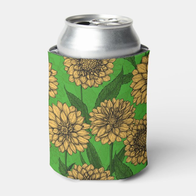 Enfriador De Latas Dahlias en amarillo y verde (Lata Anverso)