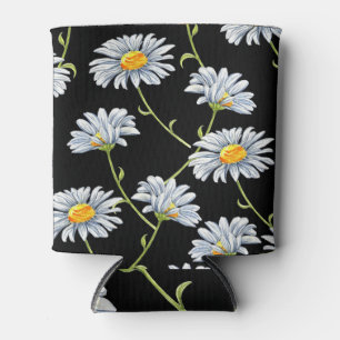 Enfriador De Latas Daisies acuarelas: fondo de cosecha floral