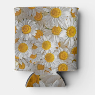 Enfriador De Latas Daisies blancos: Hermoso fondo floral