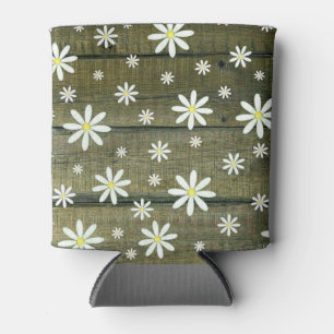 Enfriador De Latas Daisies Rustic Barn Board Daisy Flower
