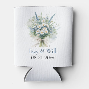 Enfriador De Latas Daisy & Faded Denim Personalized Wedding Favor