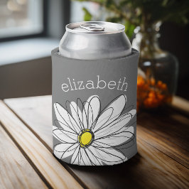 Enfriador De Latas Daisy floral de moda con nombre personalizado amar