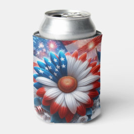 Enfriador De Latas Daisy patriótico y Día de la Independencia de la B