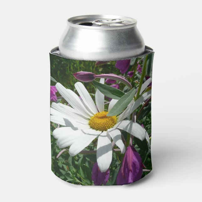 Enfriador De Latas Daisy y Fireweed Wildflower (Lata Anverso)