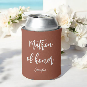 Enfriador De Latas Dama de Honor Brown White Wedding