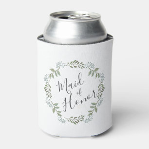 Enfriador De Latas Dama de honor Corona de follaje verde menta Boda