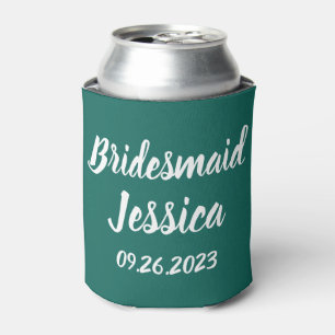 Enfriador De Latas Dama de honor esmeralda verde elegante escritura b
