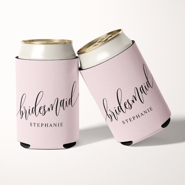 Enfriador De Latas Dama de honor rosa moderno script  (Subido por el creador)