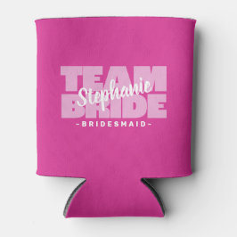 Enfriador De Latas Dama de Honor Team Novia Nombre Boda Rosa Retro Co
