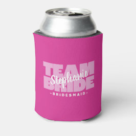 Enfriador De Latas Dama de Honor Team Novia Nombre Boda Rosa Retro Co