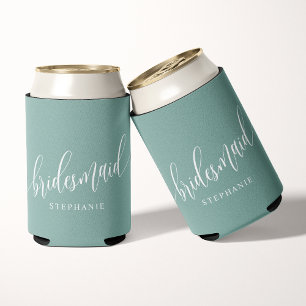 Enfriador De Latas Damas de Honor Azul Turquesa Polvoriento Escritura