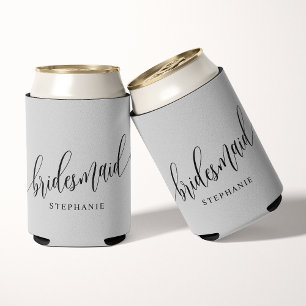 Enfriador De Latas Damas de Honor Gris Suave Escritura Moderna 