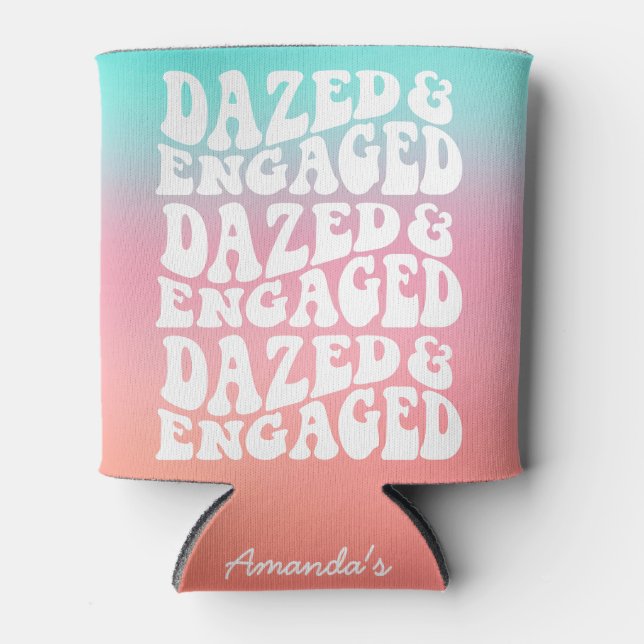 Enfriador De Latas Dazed Enged Pink Aqua Bridal Shower (Anverso)