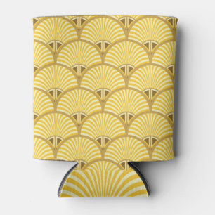 Enfriador De Latas Deco Majesty: Tapiz de plumas de pavo real dorado