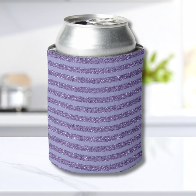 Enfriador De Latas Deep Amethyst Glitter Style Horizontal Stripes  (Subido por el creador)