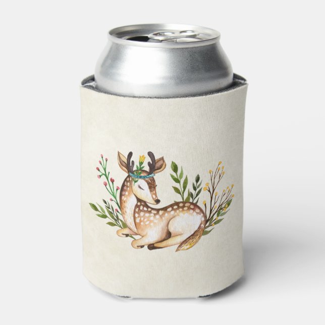 Enfriador De Latas Deer acuarela de bonito que baja el Boho (Lata Anverso)