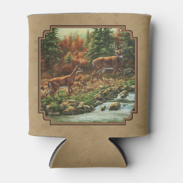 Enfriador De Latas Deer and Stream Waterfall Tan (Anverso)