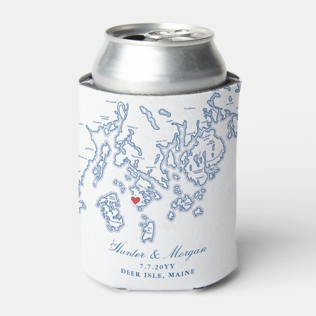Enfriador De Latas Deer Isle Maine Aragosta Wedding Favor Coozie (Lata Anverso)