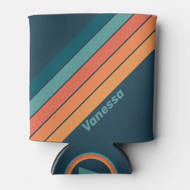 Enfriador De Latas Deert Cactus Sunrise Stripes con nombre (Anverso)