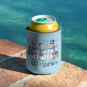 Enfriador De Latas Deja que nieve Buffalo Plaid Navidad Familia Invie