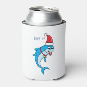 Enfriador De Latas Delfín lindo con personalizado de Santa hat