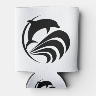 Enfriador De Latas Delfín negro de la silueta que salta en olas