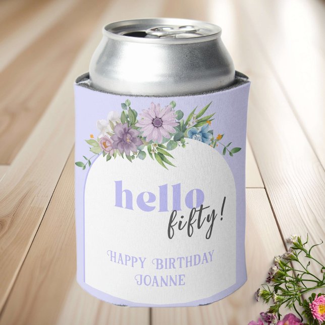 Enfriador De Latas Delicate Florals lavender 50 cumpleaños (Subido por el creador)