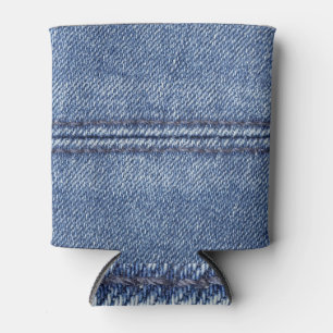 Enfriador De Latas Denim Azul Macro, Textura De Cierre.