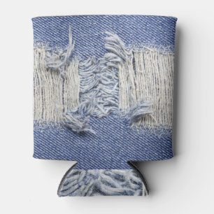 Enfriador De Latas Denim azul roto: textura de jeans.